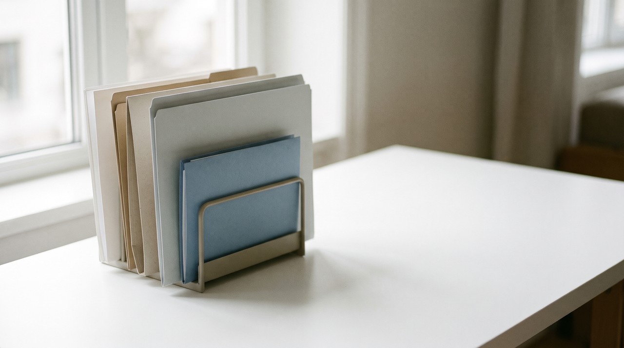 A small blue folder tucked inside a larger grey folder, like a recording saved one folder deeper