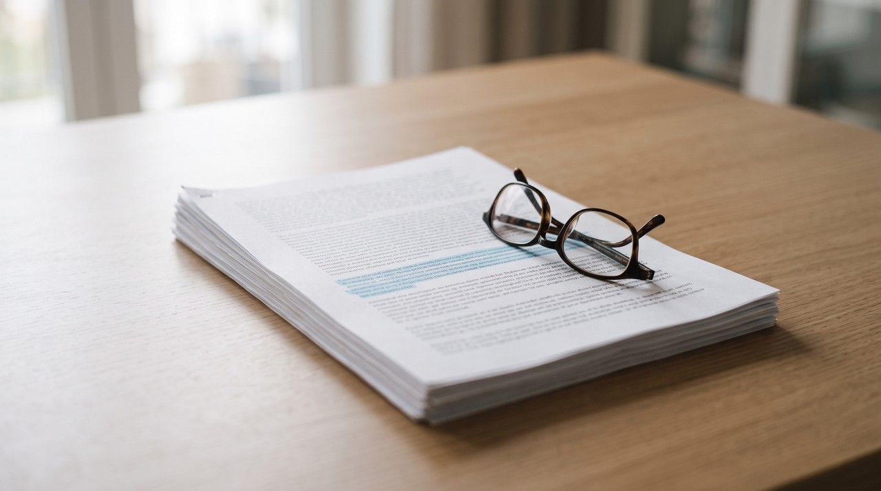 A printed terms of service page with one clause highlighted in blue
