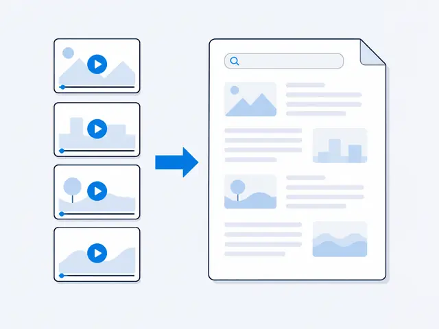 A stack of videos becoming one organized searchable document