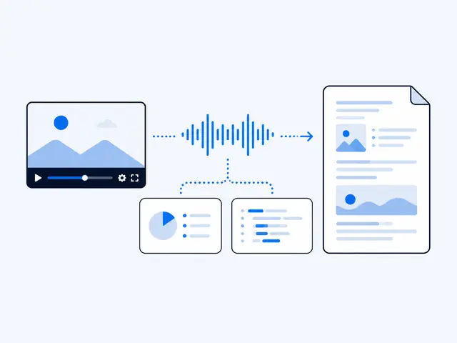 A video becoming a transcript with useful screen images inside one document