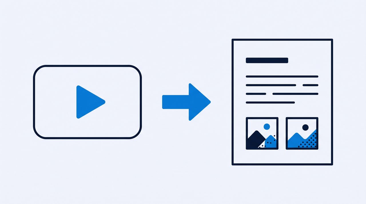 A video turning into a document with text and images
