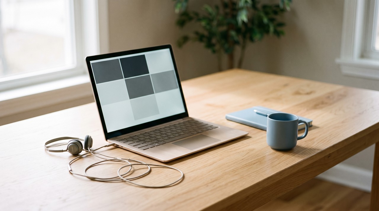 Laptop after a video meeting, ready to turn the Zoom recording into text