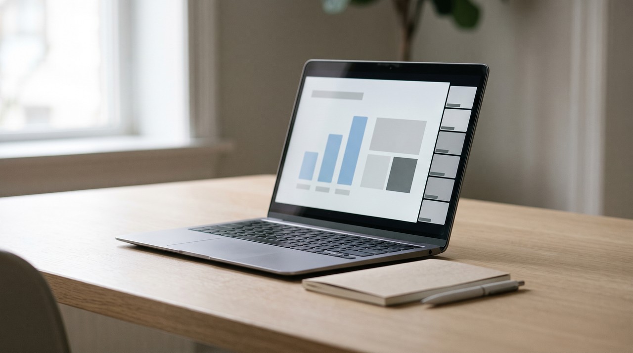 A shared slide filling a laptop screen during a recorded video call